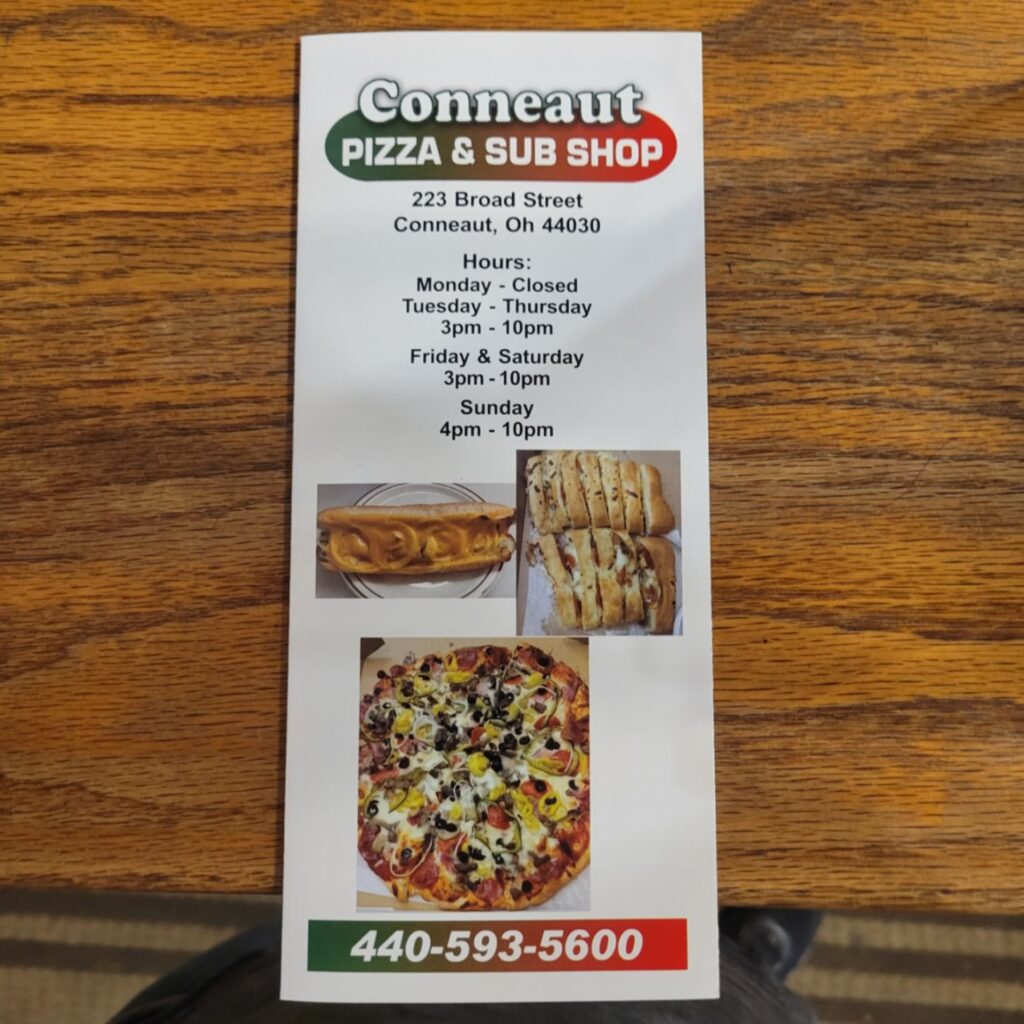 Conneaut Pizza & Sub Shop Menu 1